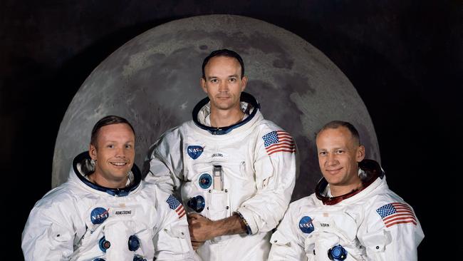 This photo obtained from NASA, shows the official crew portrait of the Apollo 11 astronauts taken at the Kennedy Space center on March 30, 1969. Pictured from left to right are: Neil A. Armstrong, Commander; Michael Collins, Module Pilot; Edwin E. "Buzz" Aldrin, Lunar Module Pilot. - When the Saturn V rocket built by Wernher von Braun launched with the Apollo 11 capsule at its summit on July 16 1969, one million people flocked to watch the spectacle on the beaches of Florida near Cape Canaveral. But many had doubts that they'd succeed in landing this time. (Photo by HO / NASA / AFP) / **RESTRICTED TO EDITORIAL USE - MANDATORY CREDIT "AFP PHOTO / NASA" - NO MARKETING - NO ADVERTISING CAMPAIGNS - DISTRIBUTED AS A SERVICE TO CLIENTS **TO GO WITH AFP STORY by Ivan Couronne, "To the Moon and back: mankind's giant leap 50 years on"