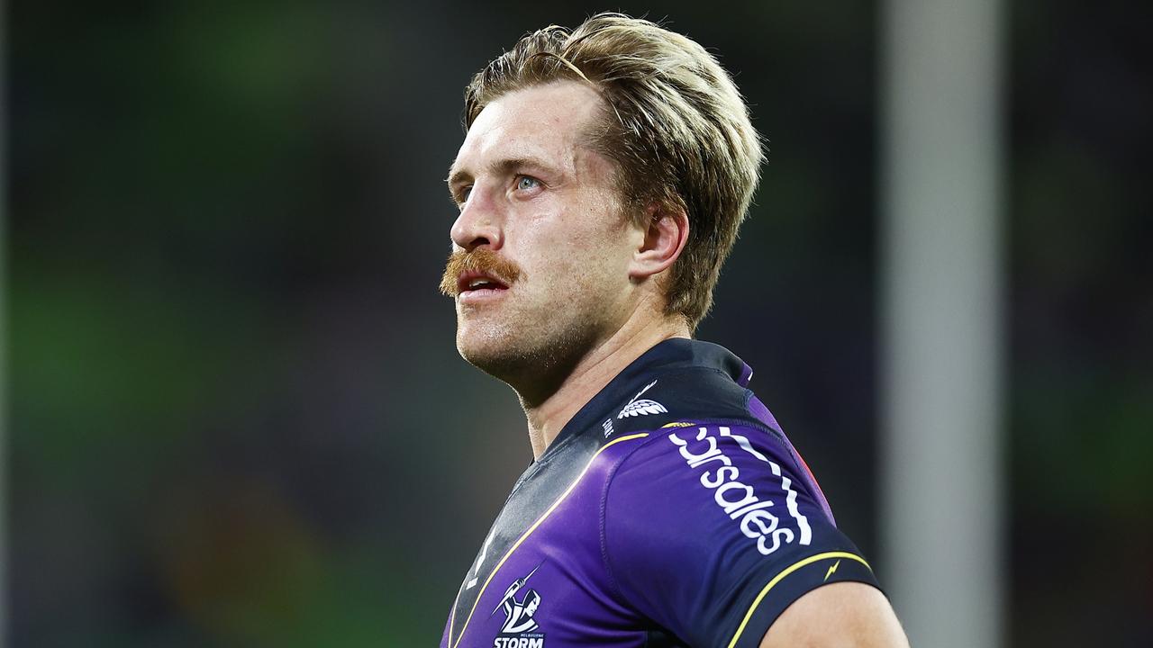 MELBOURNE, AUSTRALIA - SEPTEMBER 10: Cameron Munster of the Storm looks on during the NRL Elimination Final match between the Melbourne Storm and the Canberra Raiders at AAMI Park on September 10, 2022 in Melbourne, Australia. (Photo by Daniel Pockett/Getty Images)