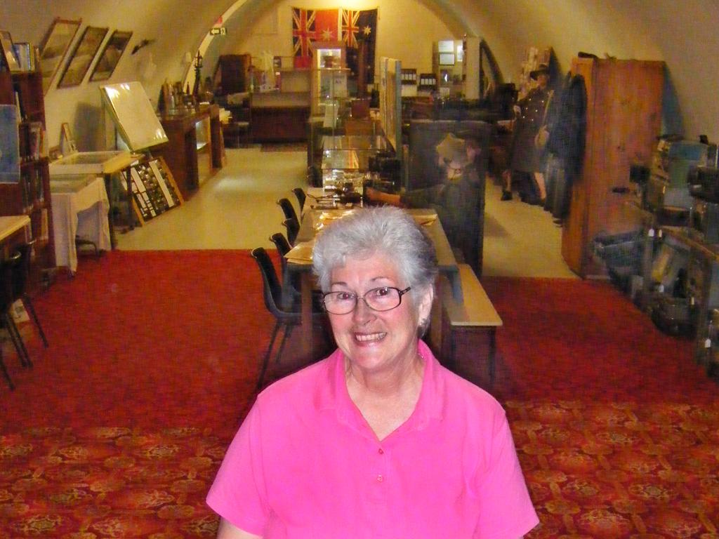 Jo Grant, curator of the Mallacoota WWII Operations Bunker Museum, one of several local attractions. Picture: Supplied