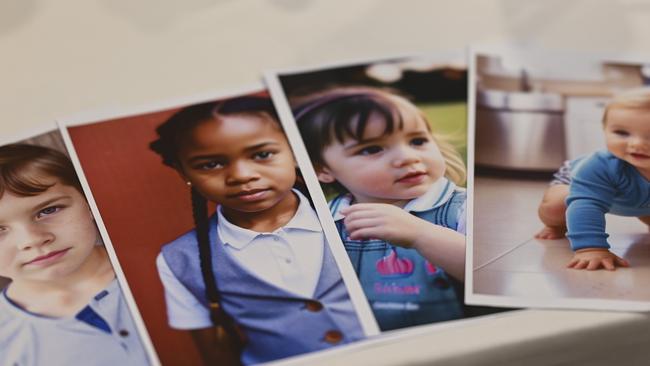 AI-generated images of children shown to audience members. Picture: NCA NewsWire / Martin Ollman