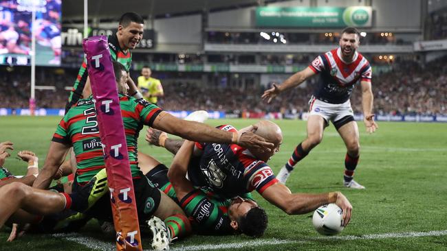 Blake Ferguson had a mixed night for the Roosters but bagged a crucial try. Picture: Getty