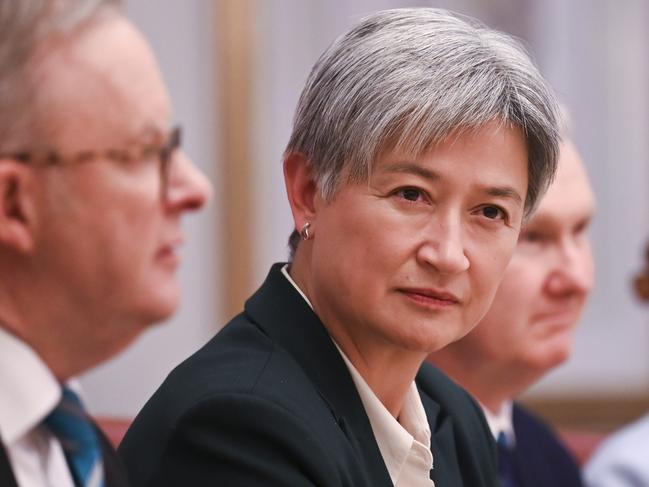 Neither Penny Wong nor Anthony Albanese has been to the site of the Hamas atrocities in Israel’s south. Picture: NewsWire / Martin Ollman