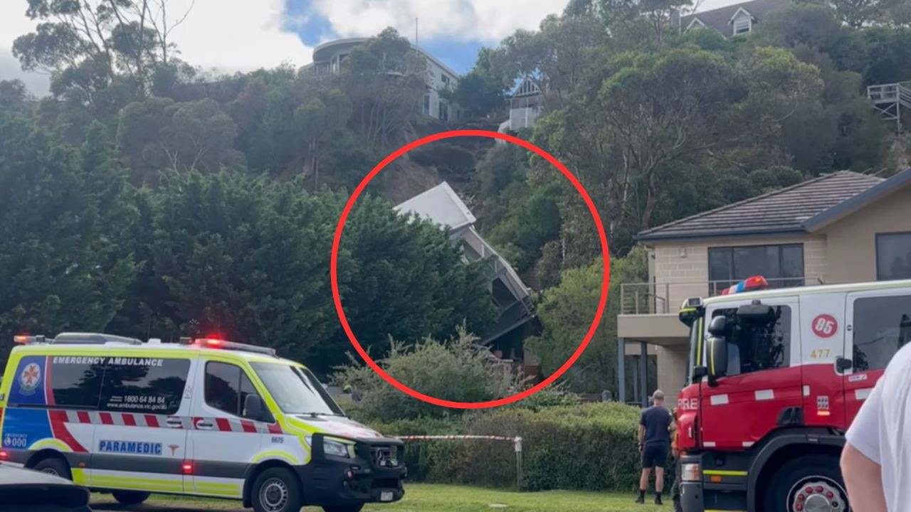 House collapses down hill in landslide