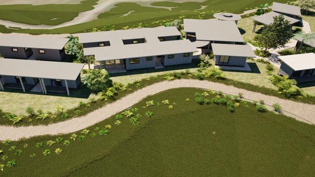 An aerial view of the proposed training village for at-risk youth on the banks of the Daintree River. Picture: Supplied