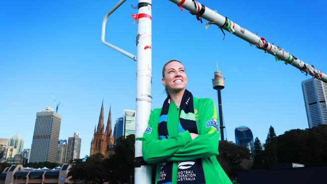 Matildas defender Alanna Kennedy in Sydney after the World Cup was awarded to Australia and New Zealand. Picture: John Feder
