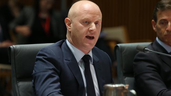 Ian Narev, Chief Executive Officer of the Commonwealth Bank of Australia, appearing at a House of Representatives Standing Committee on Economics today. Picture: Kym Smith