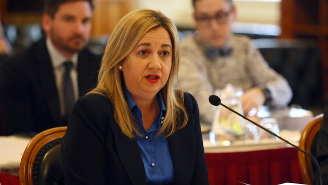 Queensland Premier Annastacia Palaszczuk during the state parliament Estimates in Brisbane. Picture: NCA NewsWire/Tertius Pickard