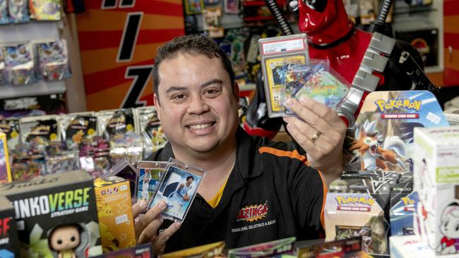 Geoff Payne started his trading card business when Covid hit but it didn't stop his success. He's just opened his second shop at Munno Para. Picture: Naomi Jellicoe