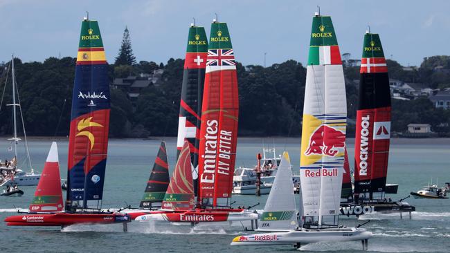 The fleet racing in Auckland on Saturday.