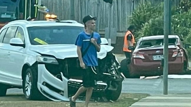 A Toyota Camry and Audi have collided at the corner of Hambledon Drive and Walker Road. Picture: Supplied