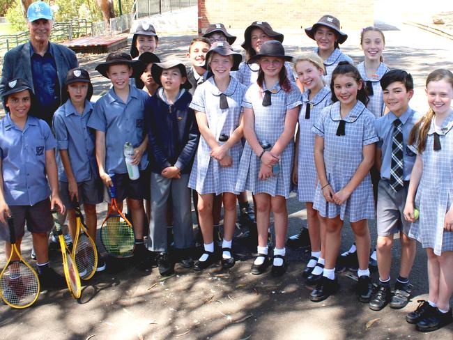 John Alexander at Putney Public where students came together to support his 100km walk for the Leukaemia Foundation late last year and play a spot of tennis.