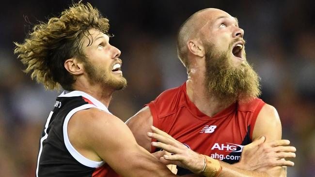 Tom Hickey was dominated by Max Gawn in the ruck.