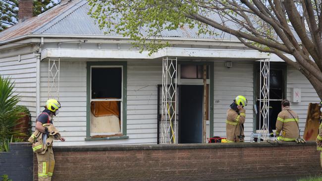 House fire at squatter house 153 Myers St, Geelong. Photos: BRETT SMITH