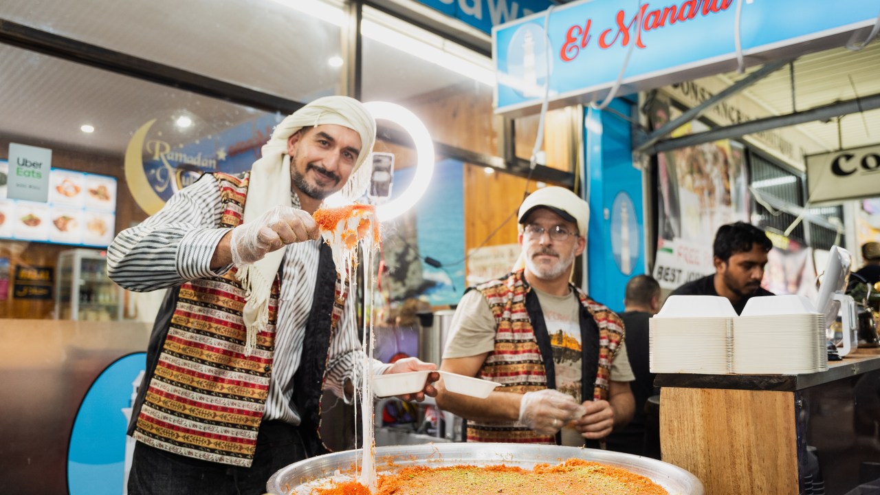 <h2>Street food at the Lakemba Night Markets, Sydney, NSW</h2><p><span>Fasting is an important opportunity for reflection and devotion during Ramadan, but when the fast breaks, the feasting starts. Nowhere in Australia marks the month-long occasion with as much exuberance as Lakemba in Sydney&rsquo;s west, where food vendors from Lebanon, Indonesia, Pakistan, Syria and beyond line the charcoal-scented streets to sling deliciousness until the small hours. Stroll the suburb&rsquo;s celebration-filled main drag and sample everything from curries and roti to camel burgers and cheesy knafeh. The best bit? The party runs for a month, so you can return again and again to give every delicious bite a try.</span></p>