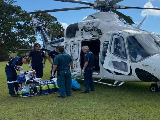 LifeFlight airlifts elderly man injured in scooter and car crash at Tin Can Bay.