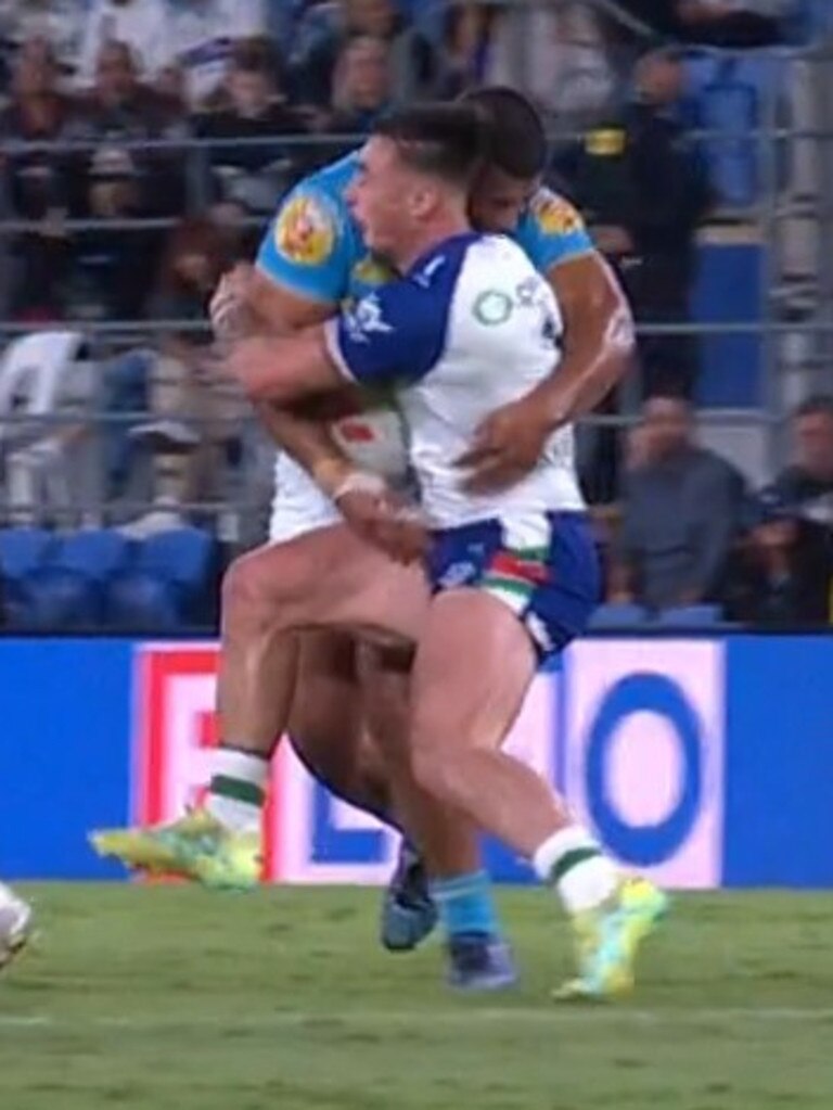 The hit from Fotuaika. Photo: Fox Sports