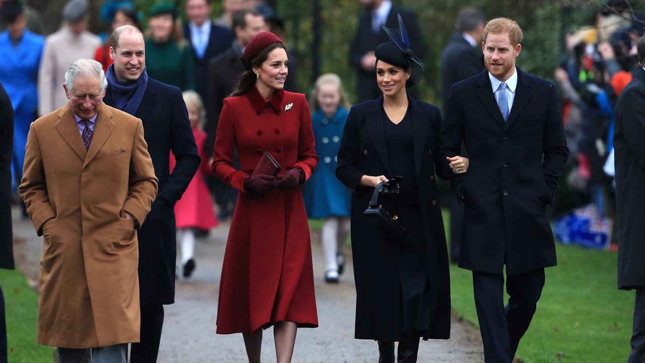 William, Kate, Meghan, Harry and Prince Charles attend a 2018 Christmas service. Picture: Getty Images