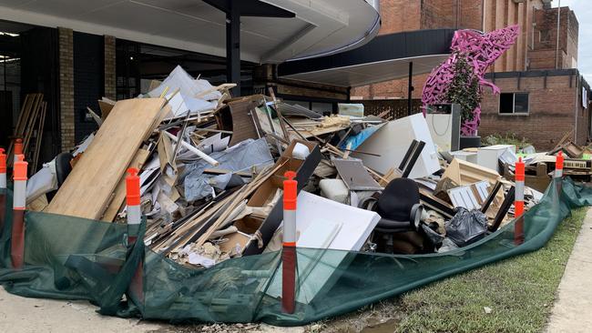 Wreckage outside M-Arts. Picture: Liana Walker