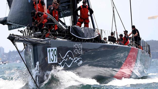 The Hong Kong yacht Scallywag is being crewed by a predominantly Australian team with the yacht based in Sydney’s inner west in the leadup to the race. Pic: Glenn Nicholls/AFP).