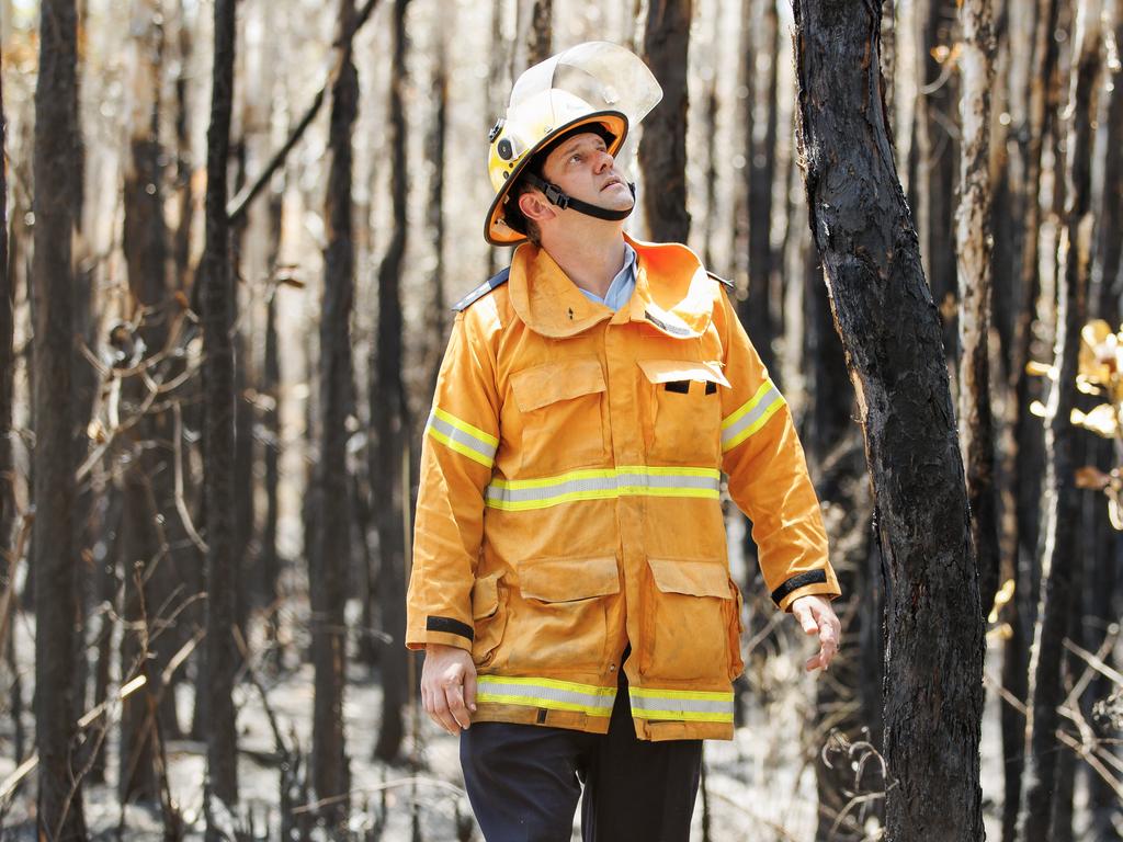 Fire Area Support Officer Daniel Sanderman at Beerwah on the Sunshine Coast. Picture: Lachie Millard