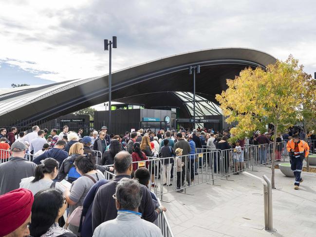 The Sydney Metro Northwest opening to the public for the first time. Picture: Matthew Vasilescu