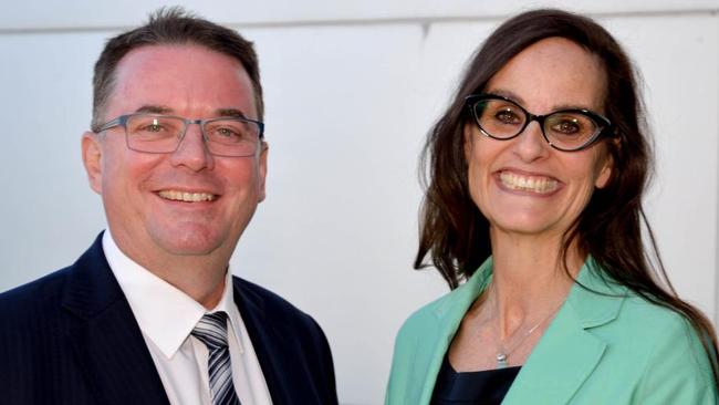 Suspended Logan mayor Luke Smith with former council CEO Sharon Kelsey.