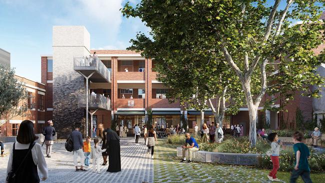 Artist image of proposed courtyard at Collingwood Arts Precinct.