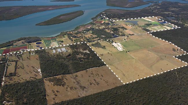 Pictured is a snapshot of Shoreline, Serpentine Creek Rd, Redland Bay for a proposed urban village with 2.2km of bay frontage and views to South Stradbroke Island.