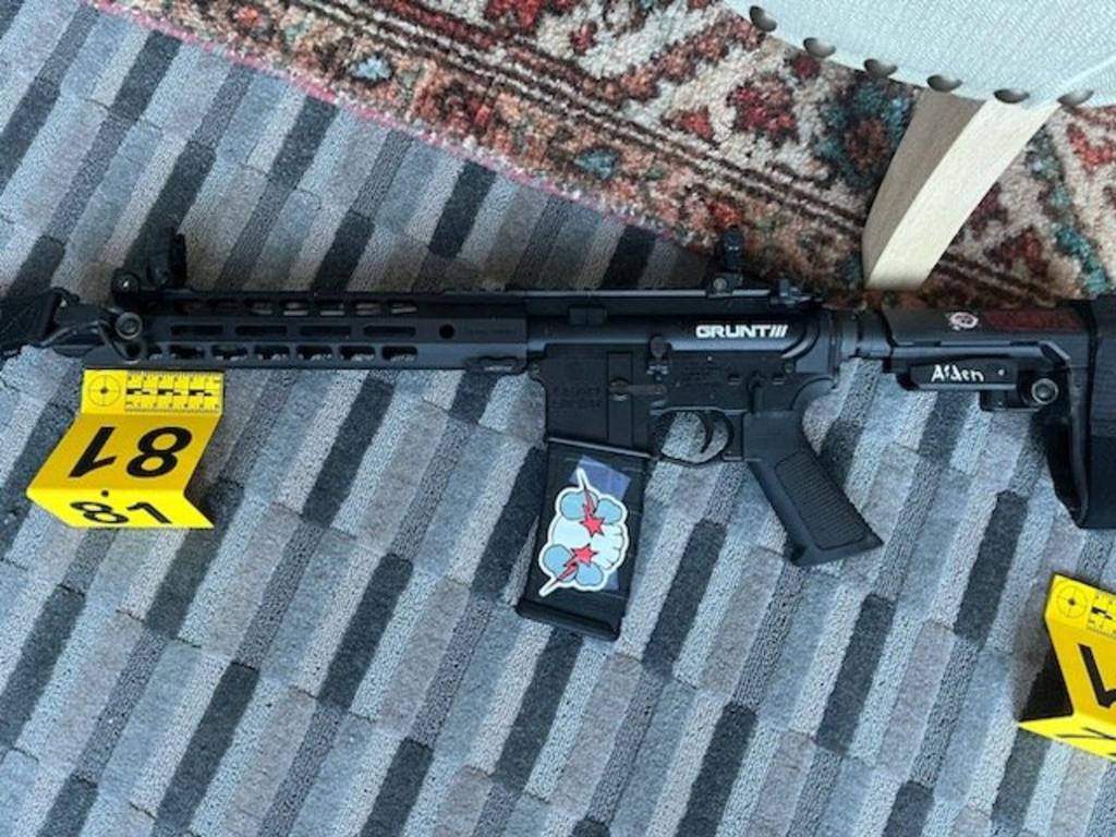 One of the three guns used by the shooter and recovered at the scene along with ammunition at The Covenant School building in Nashville. Picture: AFP