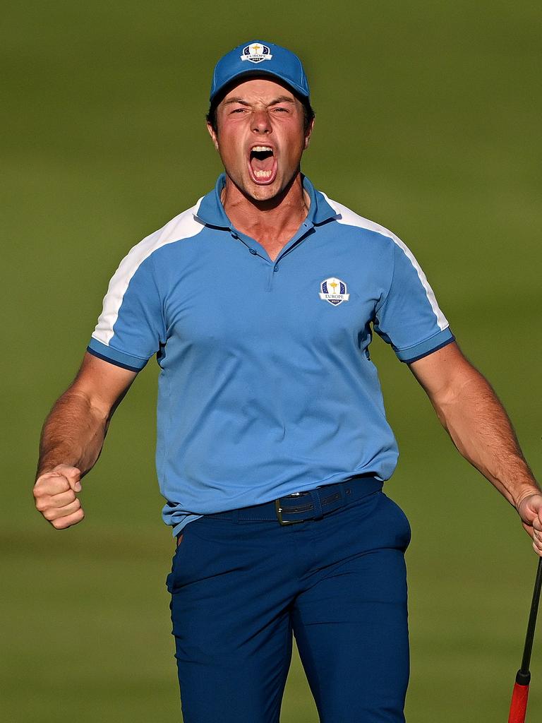 Viktor Hovland was on fire for Team Europe. (Photo by Ross Kinnaird/Getty Images)