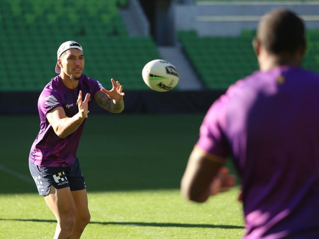 Aaron Pene takes part in a training session at AMII Park.