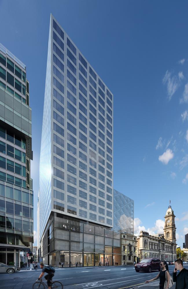 The 20-storey building will tower over the old GPO building on Victoria Square.