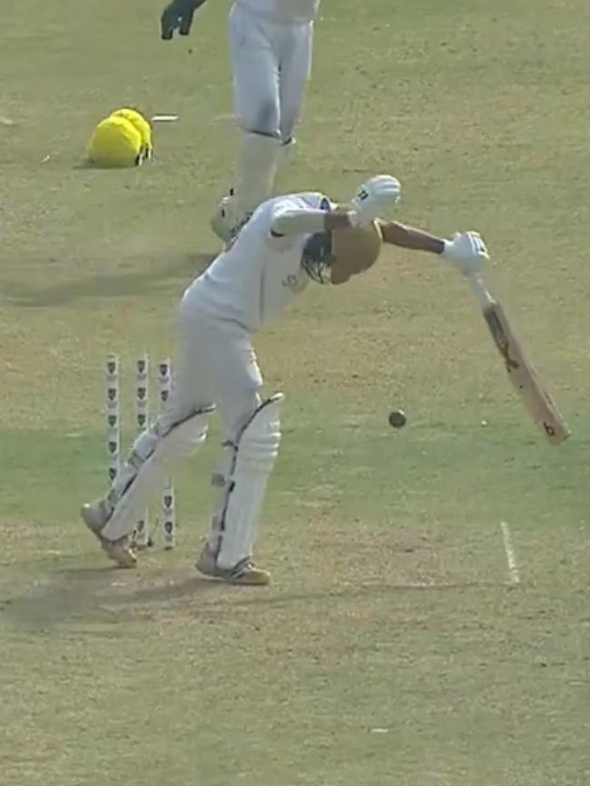 He was outside of the crease when the ball hit the stumps. Photo: X.