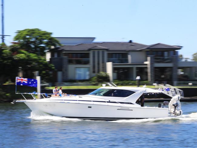 Boats and jet skiers were out aplenty on the Gold Coast canals. Photo: Scott Powick