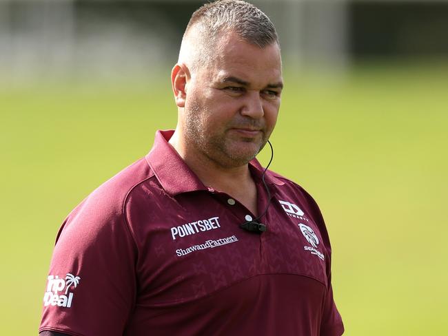 Manly coach Anthony Seibold has a big month ahead. Picture: Getty Images