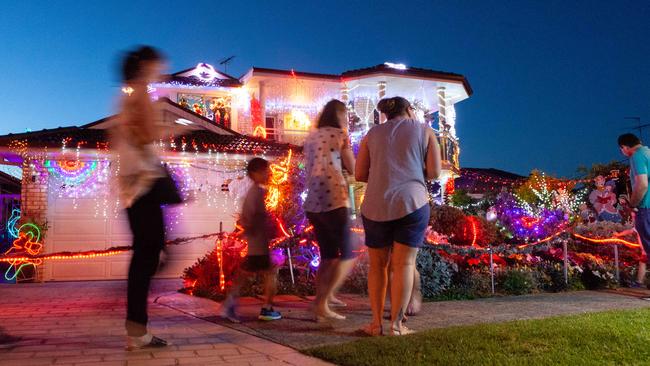 Crowds flock to Doris Meilak's home. Picture: Jordan Shields