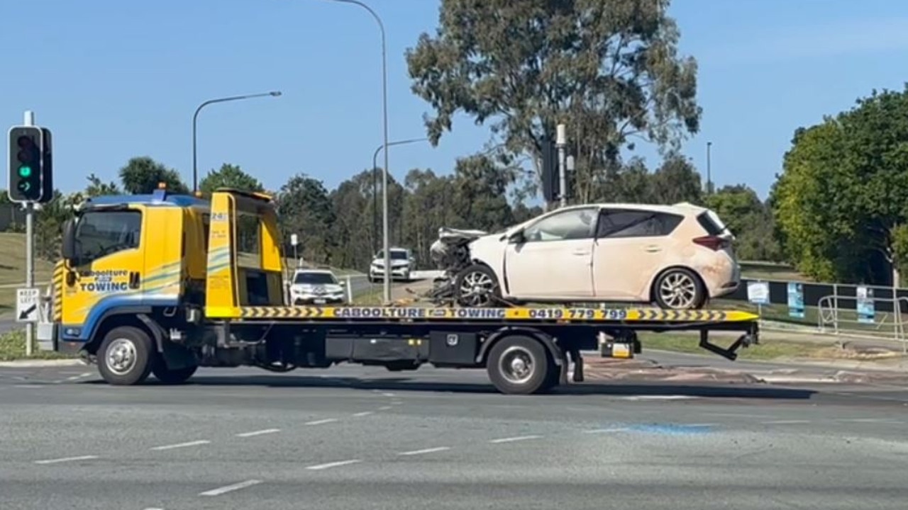 A car was towed from the scene about 3pm.