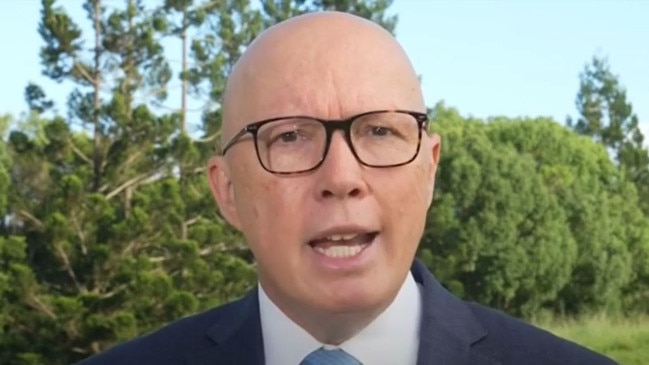 Peter Dutton delivers New Year’s Eve message to Australians. Picture: Sky News