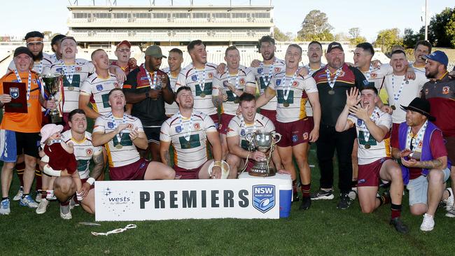 Thirlmere celebrate their grand final victory in 2023. Picture: John Appleyard