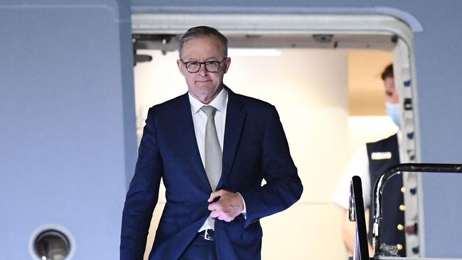 Australia's Prime Minister Anthony Albanese arrives at Haneda airport in Tokyo. Picture: AFP