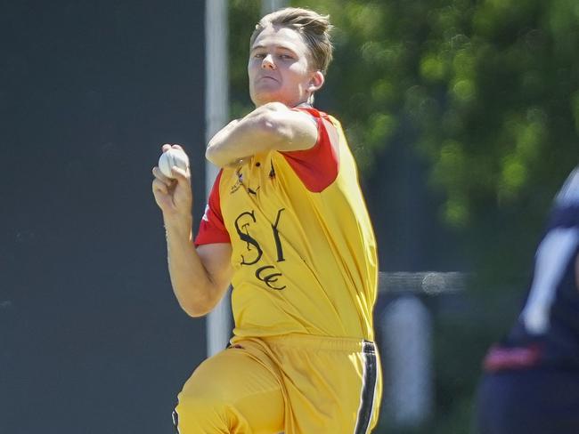 Premier Cricket: Prahran v St Kilda. St Kilda bowler Henry Thornton. Picture: Valeriu Campan