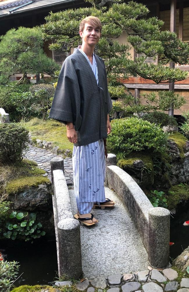 Paul Ewart undertaking some first-hand research at Japan's 'onsen Mecca': Kinosaki-Onsen. Picture: Supplied