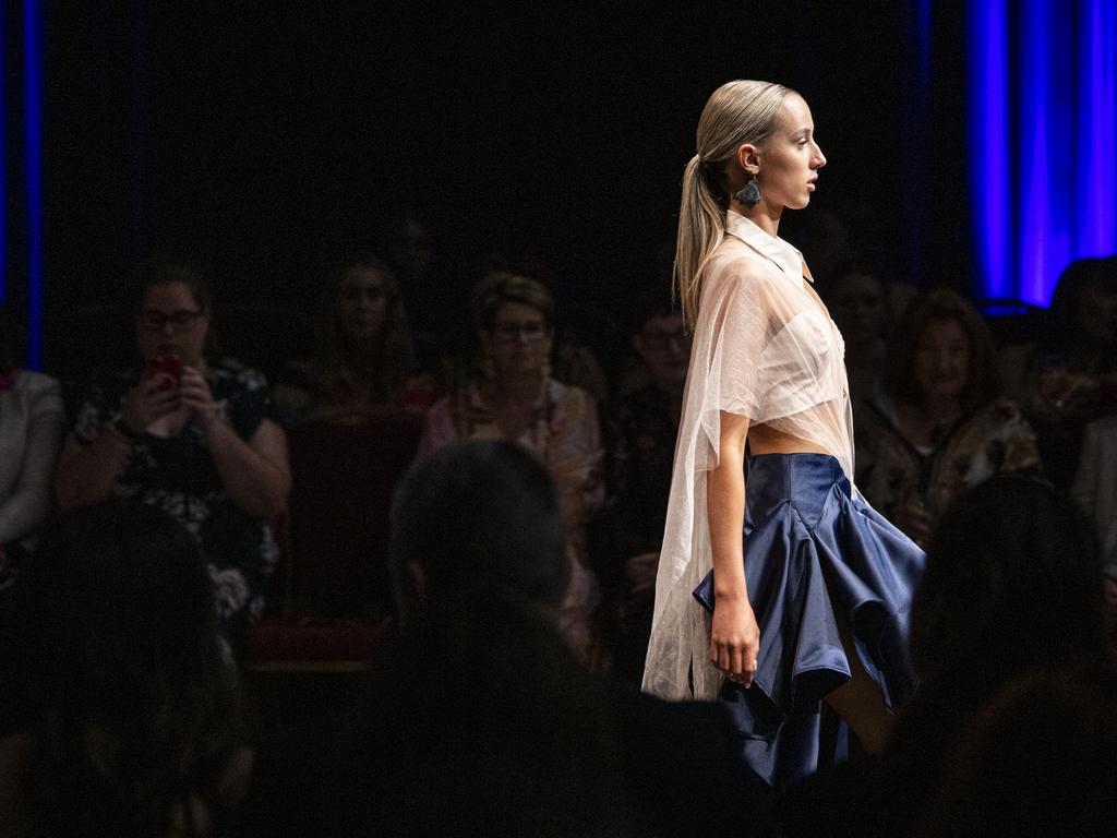 Designs by Vanshika Bhatnagar are featured on the Emerging Designers runway of Toowoomba Fashion Festival at The Armitage Centre, Saturday, March 16, 2024. Picture: Kevin Farmer