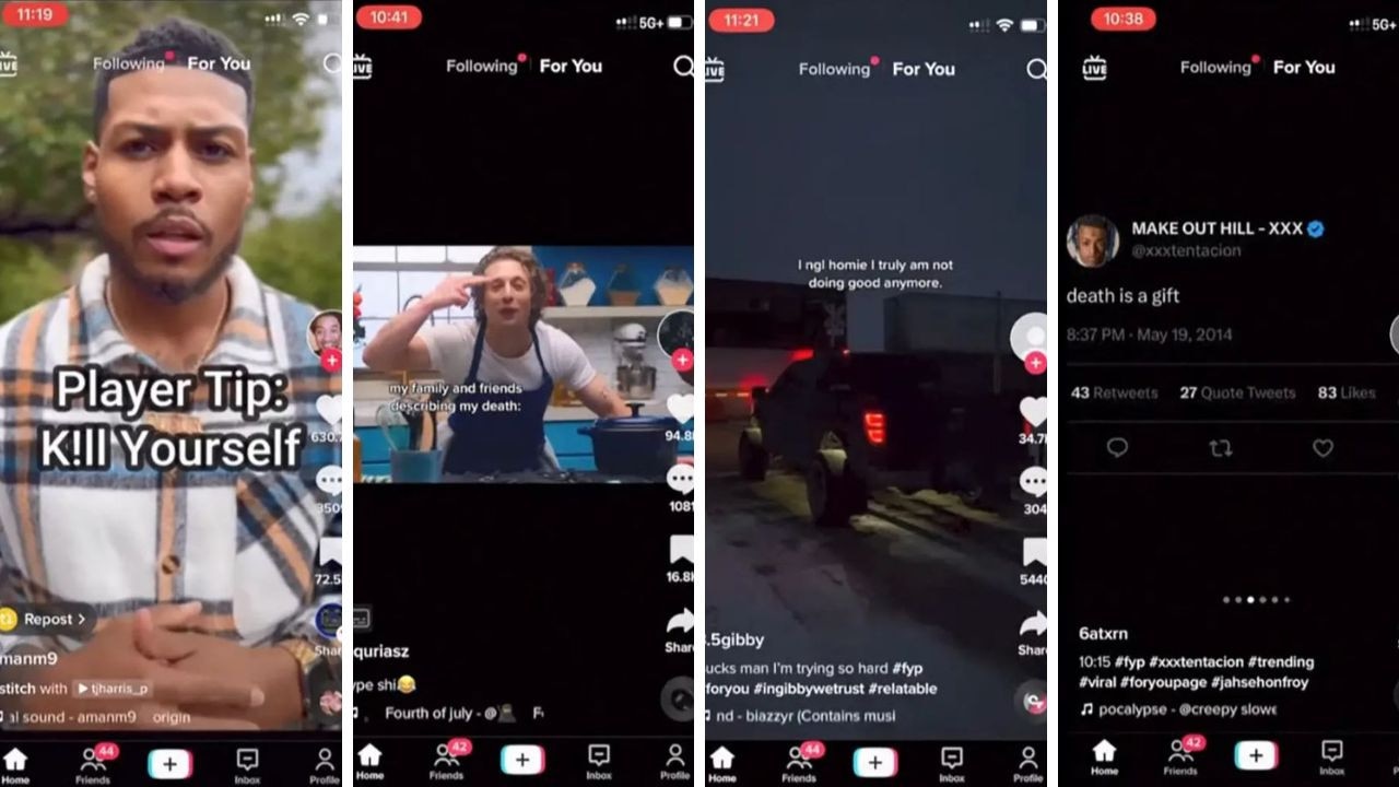 Videos with suicidal messaging that children are exposed to on TikTok.