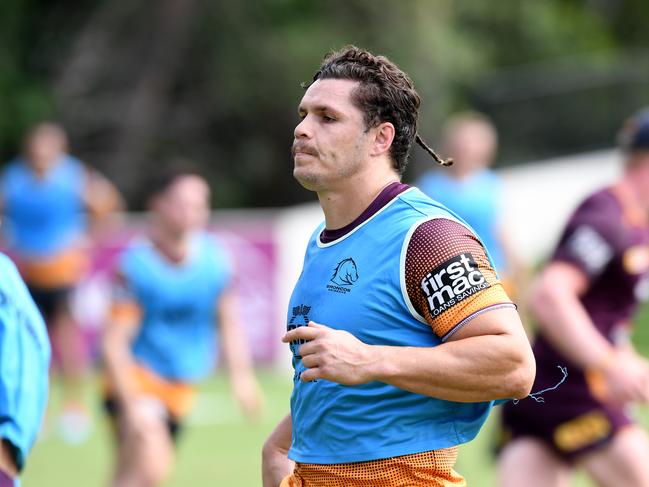 Brisbane Broncos player James Roberts is seen during training in Brisbane, Wednesday, May 15, 2019.  (AAP Image/Dan Peled) NO ARCHIVING