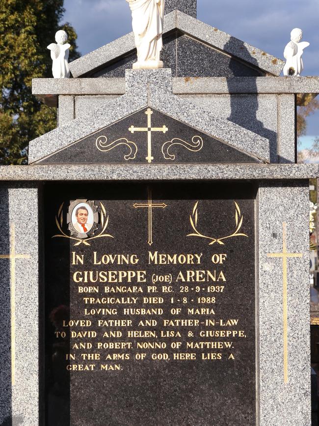 Gravesite of Joe Arena. Picture: Ian Currie