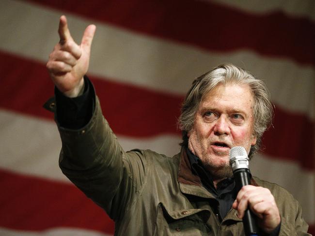 Former White House strategist Steve Bannon speaks during a rally for US senate hopeful Roy Moore. Picture: AP Photo/Brynn Anderson