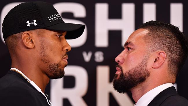 Anthony Joshua and Joseph Parker square up ahead of their bout this weekend.