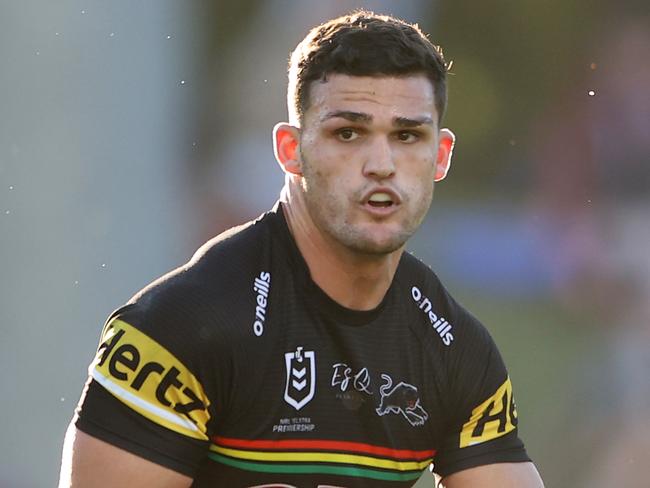 BATHURST, AUSTRALIA - MAY 01:  Nathan Cleary of the Panthers runs the ball during the round eight NRL match between the Penrith Panthers and the Manly Warringah Sea Eagles at Carrington Park on May 01, 2021, in Bathurst, Australia. (Photo by Matt Blyth/Getty Images)