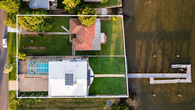 An bird’s eye view of the properties at 35 and 39 McConnell St, Bulimba.